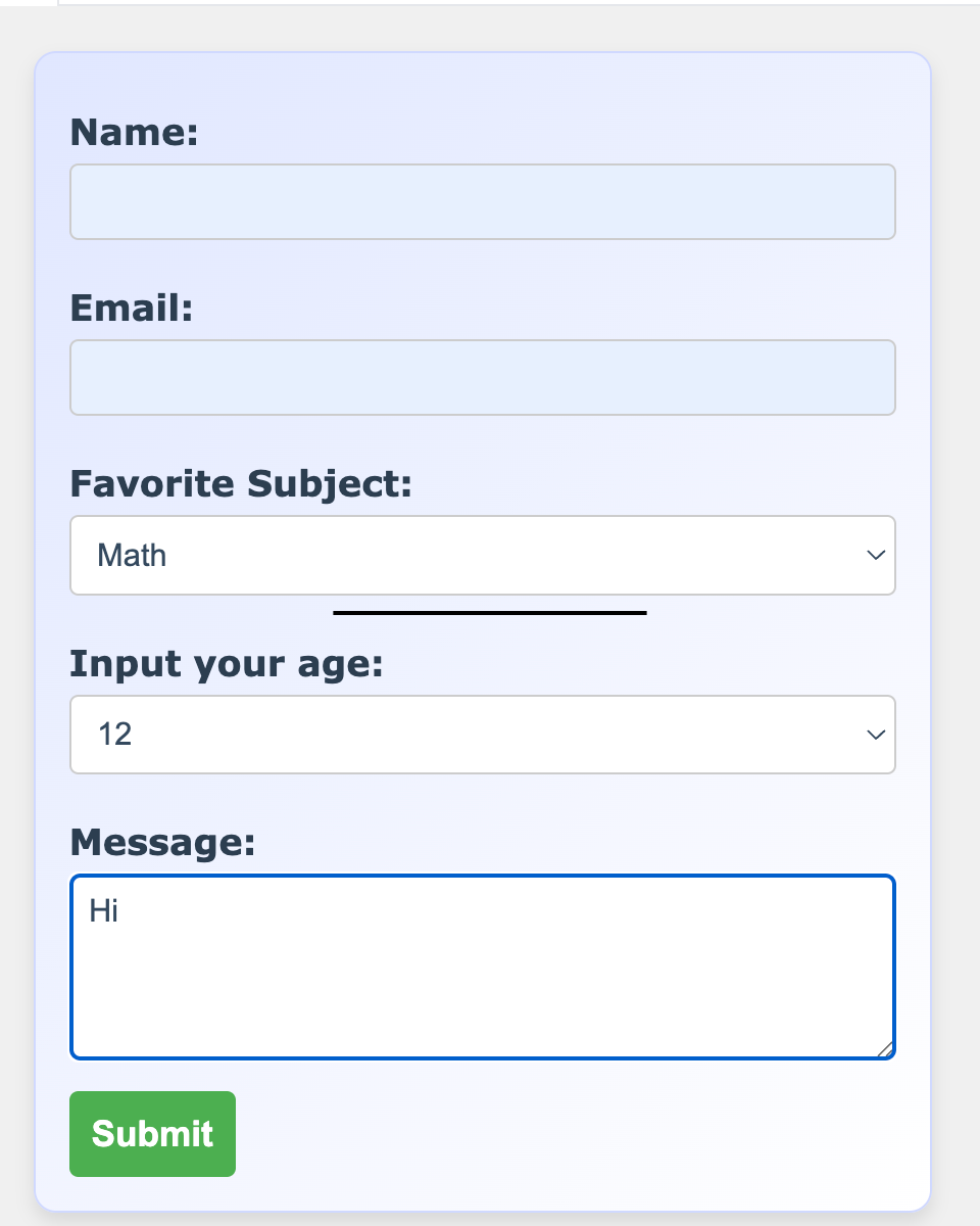 Webpage Form Web Development